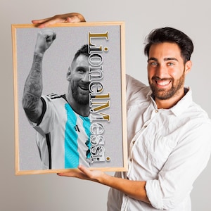 Lionel Messi Poster Download, Printable Wall Art, Soccer Star Digital Print, Black and White Football Poster, Sports Decor for Boys Room
