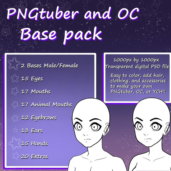PNGtuber and OC Base Pack | with Furry Assets | Digital Download