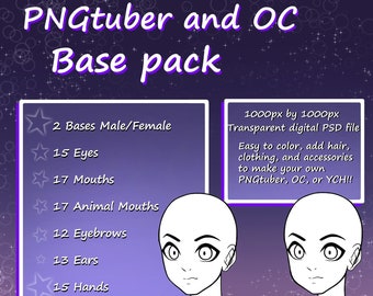 PNGtuber and OC Base Pack | with Furry Assets | Digital Download