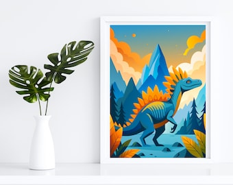Cute dinosaur print, kids room decor, Spinosaurus