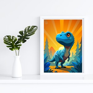 Cute dinosaur print, kids room decor, T-Rex