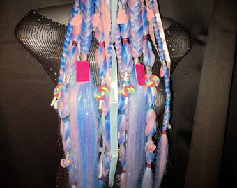 Pink/Blue Rave Braids