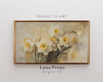 Spring Daffodil Frame TV Art, Muted Vintage Floral TV Screensaver, Yellow Daffodils Frame tv Spring Art Digital Download TV