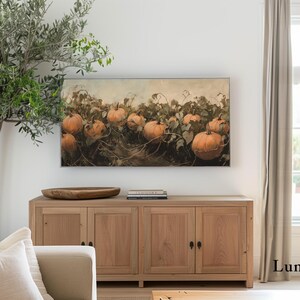 Pumpkin Patch Art for Frame TV, DIGITAL DOWNLOAD, Frame Tv Fall Art, Vintage Autumn Landscape, Halloween Samsung Frame Tv Screensaver image 2