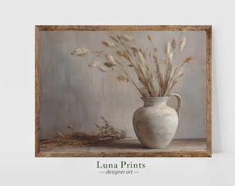 Fall Stems Painting | PRINTABLE ART | Vintage Floral Still Life | Neutral Fall Art