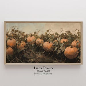 Pumpkin Patch Art for Frame TV, DIGITAL DOWNLOAD, Frame Tv Fall Art, Vintage Autumn Landscape, Halloween Samsung Frame Tv Screensaver image 1