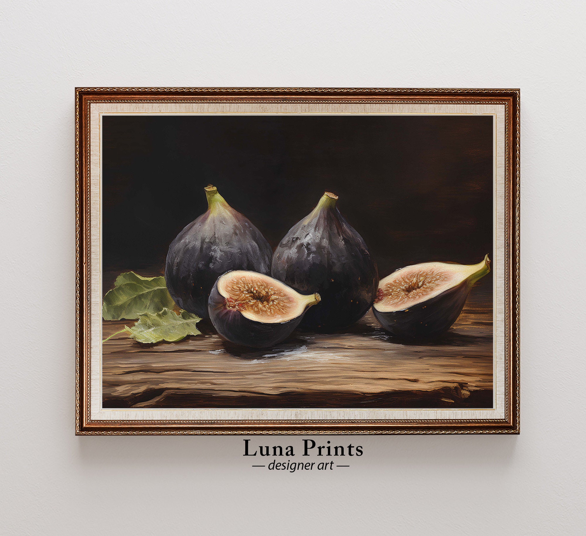 ムーディーなイチジクの絵画 | 印刷可能なアート | ビンテージフルーツ