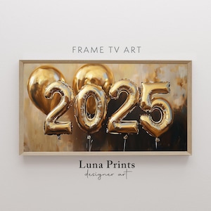 New Year Frame TV Art, 2025 Frame Tv Screensaver, Samsung Frame Tv Festive New Years Party Decor, Gold New Year Digital Download | TV10-394