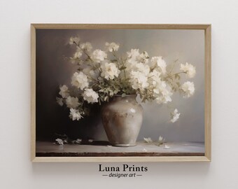 Pintura de peônia de primavera, arte para impressão, arte floral em tons suaves