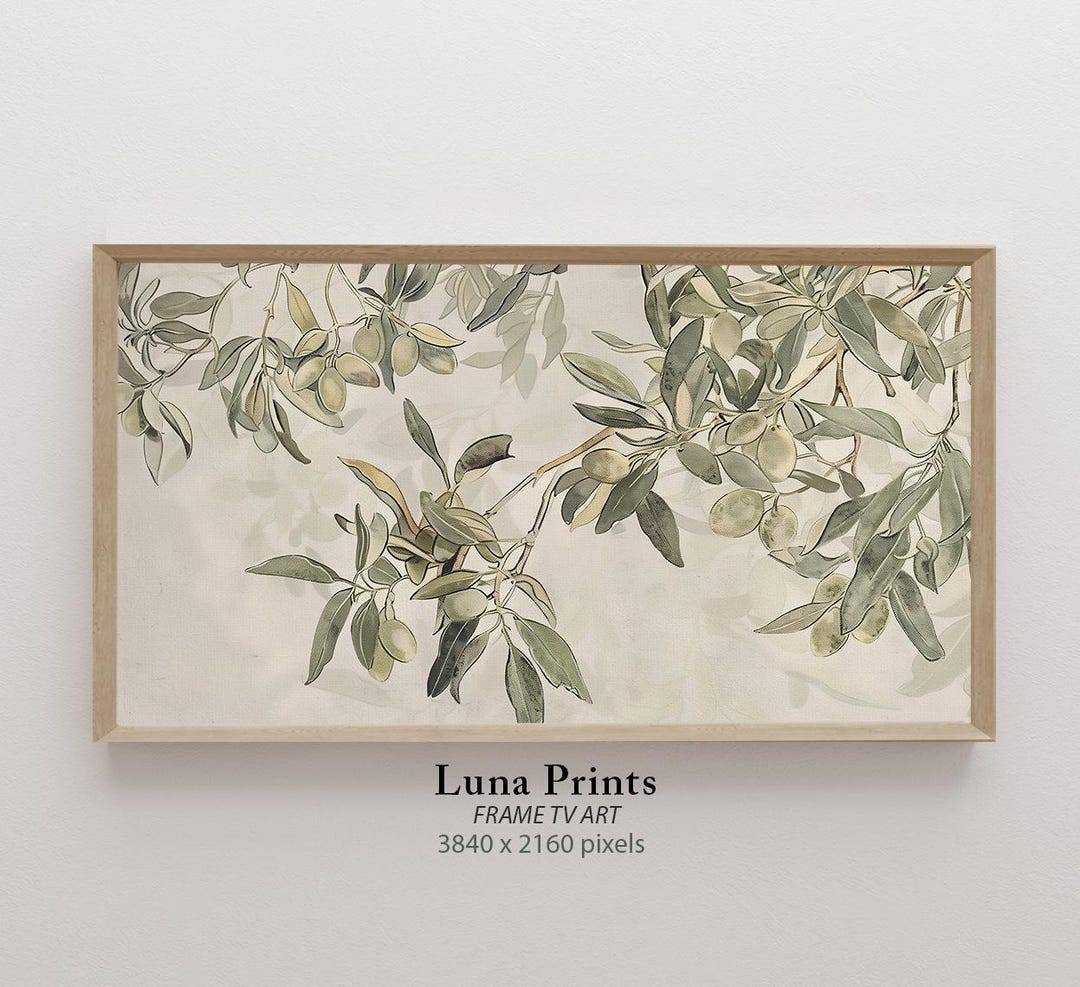 Olive Tree Drawing Tv Art Muted Toned Botanical Digital Download