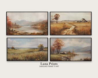 Paquete de arte de TV con marco de otoño / Conjunto de pintura de paisaje vintage / DESCARGA DIGITAL / Arte de otoño para Samsung tv