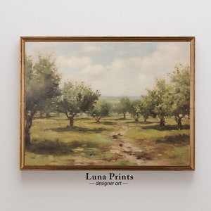 Country Apple Orchard Painting | PRINTABLE ART | Vintage Landscape Art | Rustic Fall Artwork
