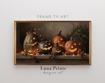 Halloween Frame TV Art, Modern Pumpkin Art for Frame Tv, DIGITAL DOWNLOAD,  Moody Halloween Art for Tv, Cute Pumpkin Tv Screensaver | 11-459