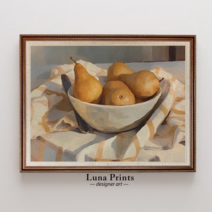 Rustic Muted Pear Still Life Vintage | PRINTABLE ART | Farmhouse Decor | Country Painting