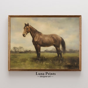 Vintage Horse Painting PRINTABLE ART | Horse Farmhouse Wall Art