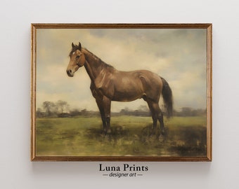 Vintage Horse Painting PRINTABLE ART | Horse Farmhouse Wall Art