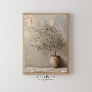 Olive Tree in Vessel Painting, PRINTABLE ART, Muted Toned Art