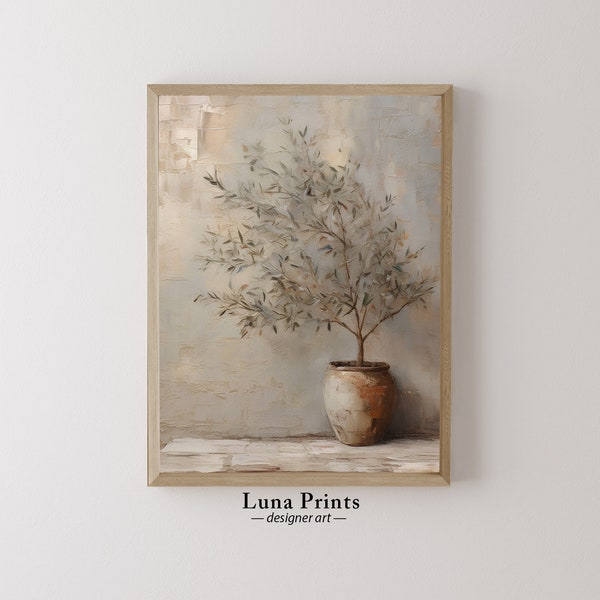 Olive Tree in Vessel Painting, PRINTABLE ART, Muted Toned Art