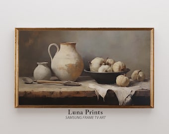 Samsung Frame TV Vintage Art | Pumpkins and Pottery Painting | DIGITAL DOWNLOAD | Neutral Fall Art