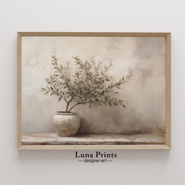 Olive Tree Painting, PRINTABLE ART, Muted Toned Art, Modern Organic Art