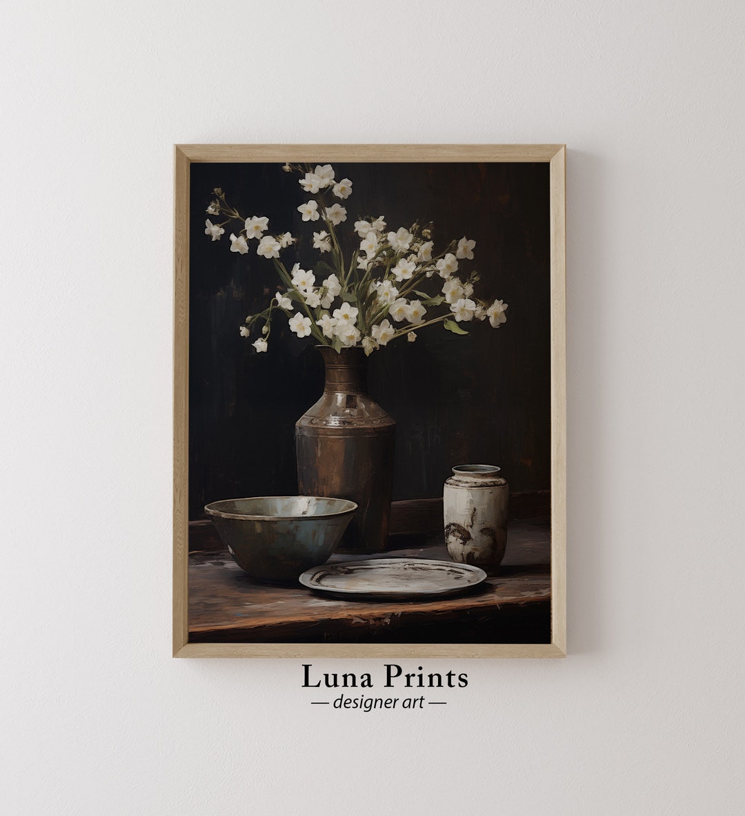 Moody Still Life Painting | PRINTABLE ART | Vintage Floral Art Kitchen ...