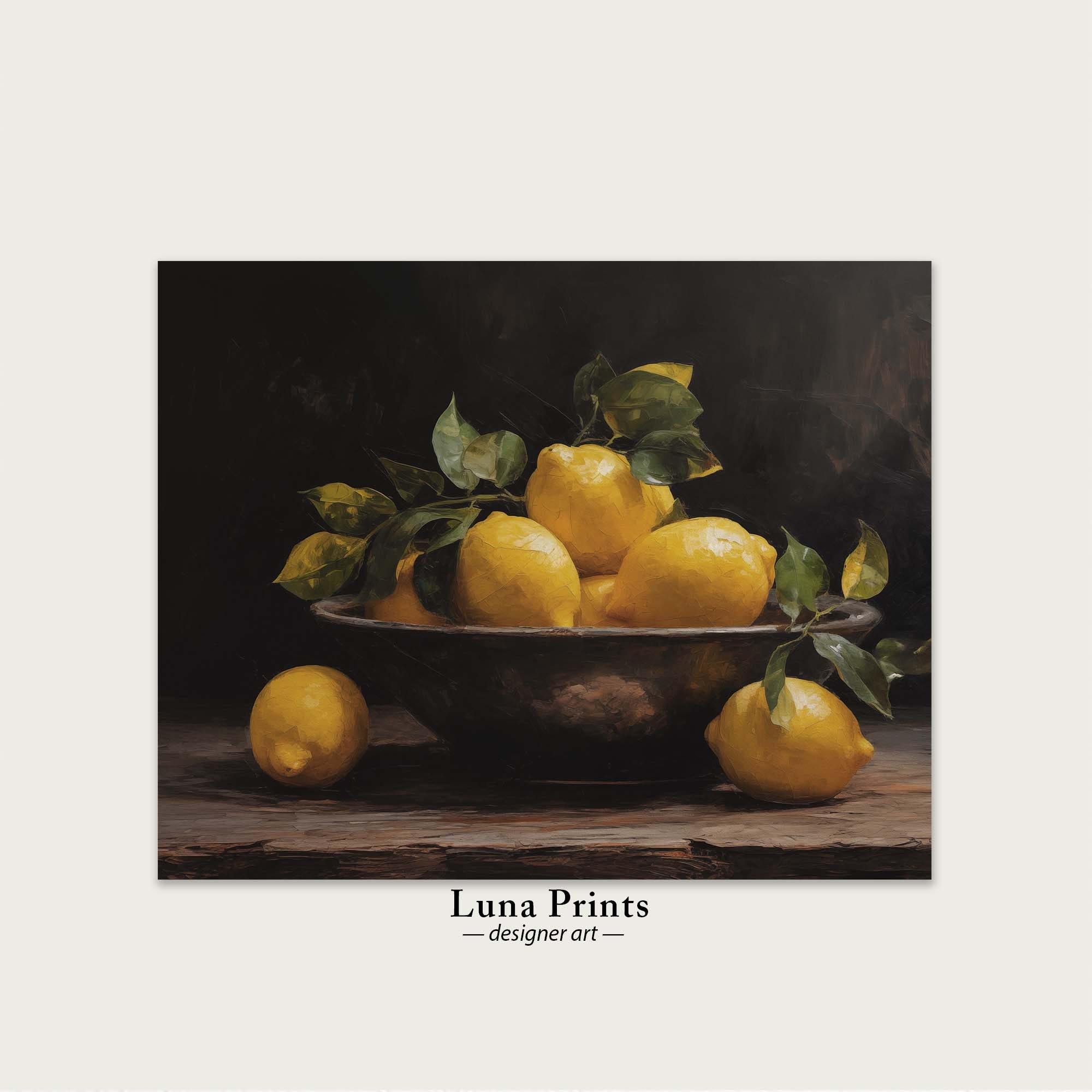 ムーディーなレモンの絵画 | 印刷可能なアート | ヴィンテージフルーツ