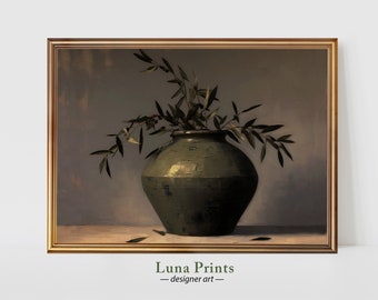 PRINTABLE Vase With Olive Branches | Vintage Still Life Art