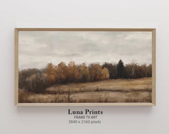 Fall Landscape Frame TV Art, Warm Brown Toned Country Landscape, DIGITAL DOWNLOAD, Rustic Fall Landscape Painting for Tv, Autumn Screensaver