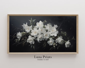Moody Spring Floral Frame Tv Art, Spring Flowers Painting, DIGITAL DOWNLOAD, Dark Flowers Spring Frame TV Art