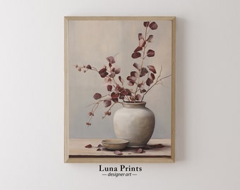Tableau Eucalyptus de Bourgogne | ART IMPRIMABLE | Art floral aux tons doux | Oeuvre d'art d'automne vintage