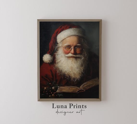 Santa Claus Print, Printable Santa Christmas Art Wall Decor