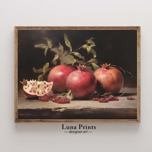 Pomegranate Painting | PRINTABLE ART | Moody Still Life | Vintage Fruit ...