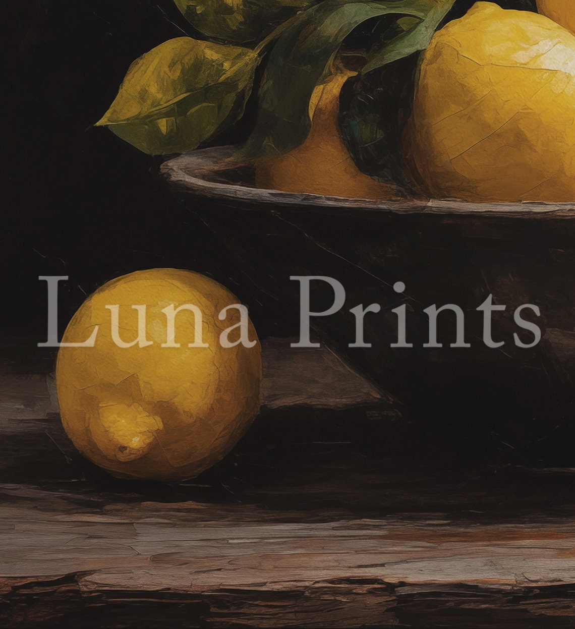 ムーディーなレモンの絵画 | 印刷可能なアート | ヴィンテージフルーツ
