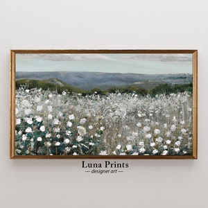 Samsung Frame TV Art | DIGITAL DOWNLOAD | White Flower Field