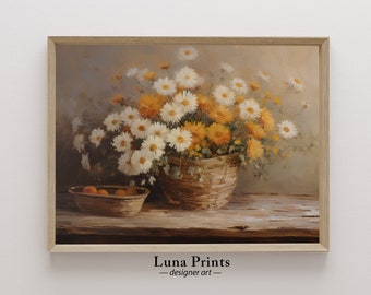 Fall Floral Still Life Painting | PRINTABLE ART | Warm Toned Floral Art | Vintage Fall Artwork