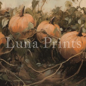 Pumpkin Patch Art for Frame TV, DIGITAL DOWNLOAD, Frame Tv Fall Art, Vintage Autumn Landscape, Halloween Samsung Frame Tv Screensaver image 4