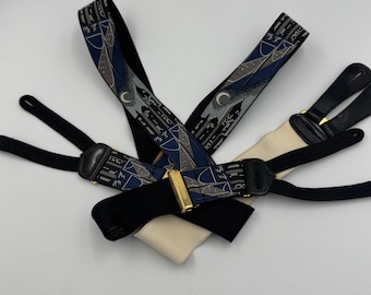 Trafalgar Bretels Heren Blauw Art Deco Gotham Stadsgezicht Zijden Bretels