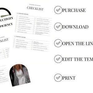 Printable Checklists Wedding Digital Planner Checklist Template editable in Canva & hyperlinked Printable Template Checklist Wedding Planner