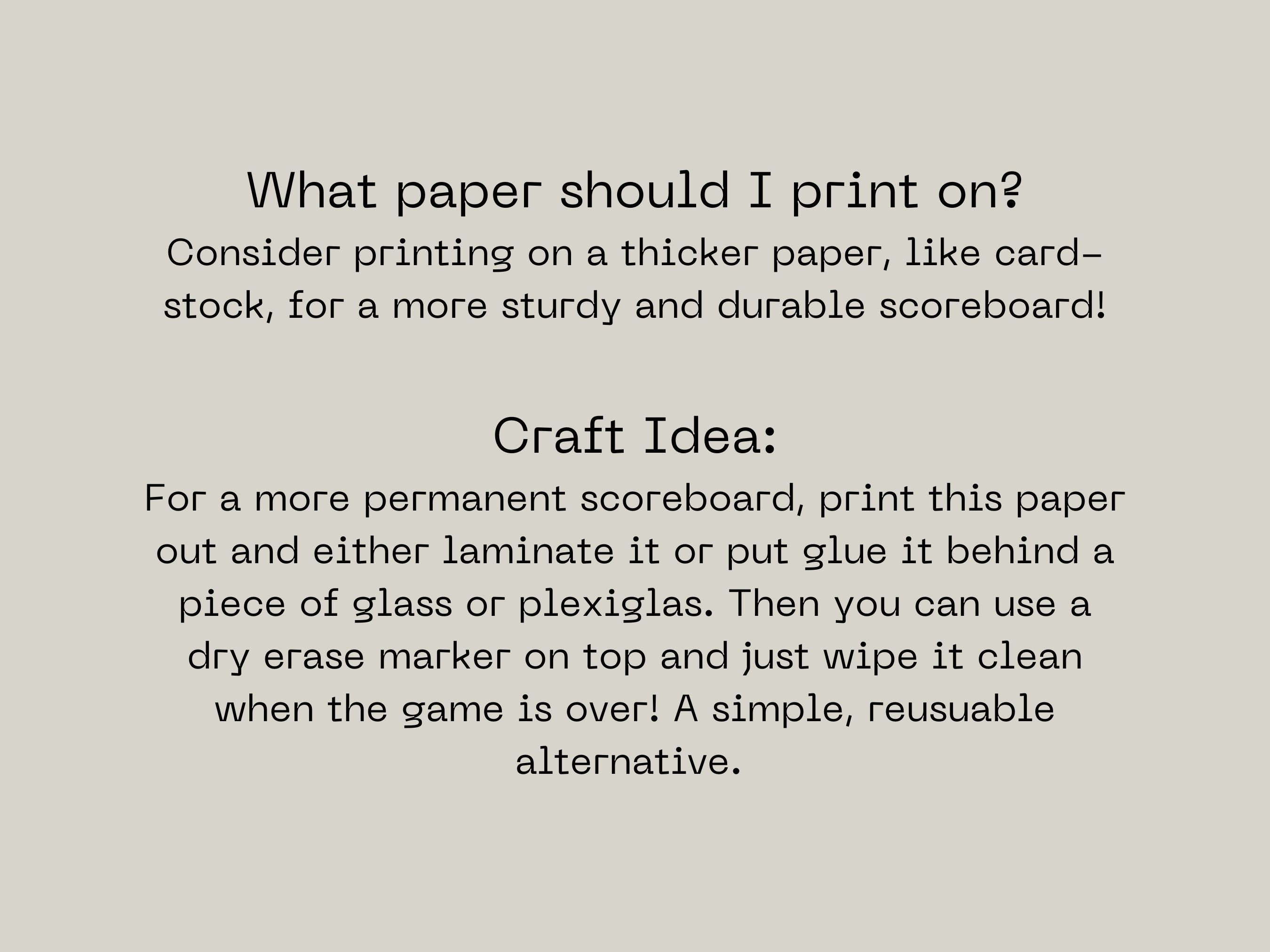 Printable Family Game Night Scoreboard Neutral Game Night Scoreboard ...