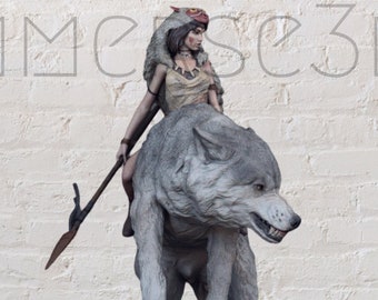 Fichier STL de qualité princesse Wolf Girl, fichier 3D pour imprimante, figurines, diorama 3D,