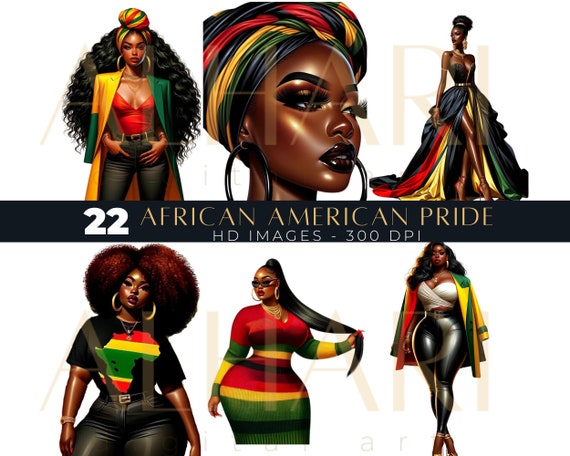 Celebrate with Black History Clipart | Diverse Black Women Art Collection | Empowering African American Clipart Series