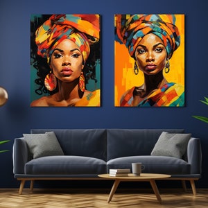 Afrikaanse vrouwen kunst aan de muur | Zwarte vrouwenkunst | Digitale muurkunst | Afdrukbare muurkunst | Afro-Amerikaanse kunst | Directe digitale download