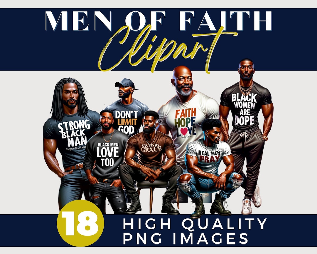 Empowering Black Men Clipart Bundle Inspirational Bible Phrases and(04)