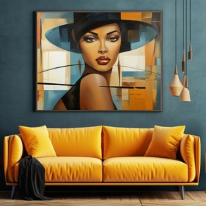 Abstract Vogue Black Woman Art Painting | African American Art | Black Woman Wall Art | Digital Art Prints | Instant Download