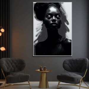 Empowering Black Woman | Monochrome Wall Art | Digital Print of Strength in African American Art| African American Art