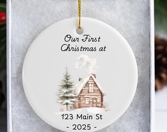 Personalized Ornament New Homeowners, Ceramic Holiday Keepsake, Gift for Newlyweds