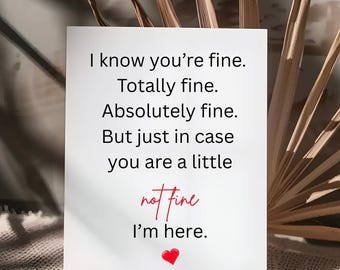 Tarjeta divertida de salud mental, "Estoy bien", tarjeta de felicitación, tarjeta de amistad con la que te puedes identificar, tarjeta de apoyo emocional, regalo para pensar en ti.