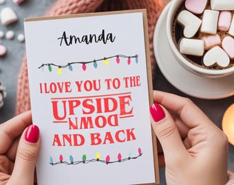 Te amo hasta el revés, tarjeta inspirada en ciencia ficción, regalo de Navidad o San Valentín.