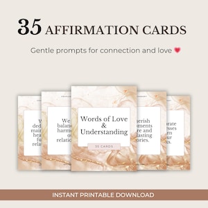 Carte di affermazione di coppia – Supporto alla relazione stampabile – Regalo terapeutico per lui e per lei – Parole d'amore e comprensione