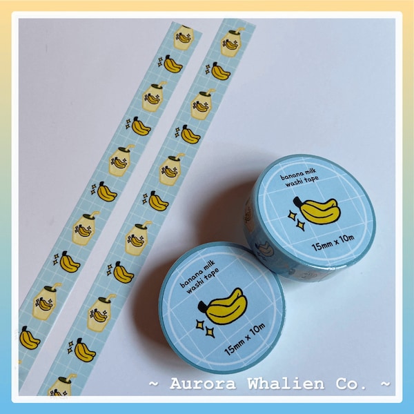 SALE | Fruit Milk Washi Tape | Stationery | Masking Tape | Decorative Tape | Banana Milk | Strawberry Milk | Melon Milk | 15mm x 10m